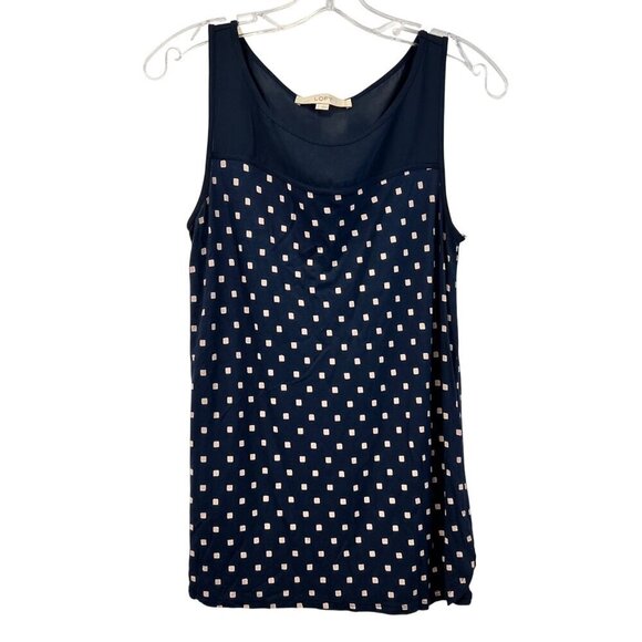 Ann Taylor Loft Sleeveless Geometric Print Top Navy/Pink Size Small - Picture 1 of 8
